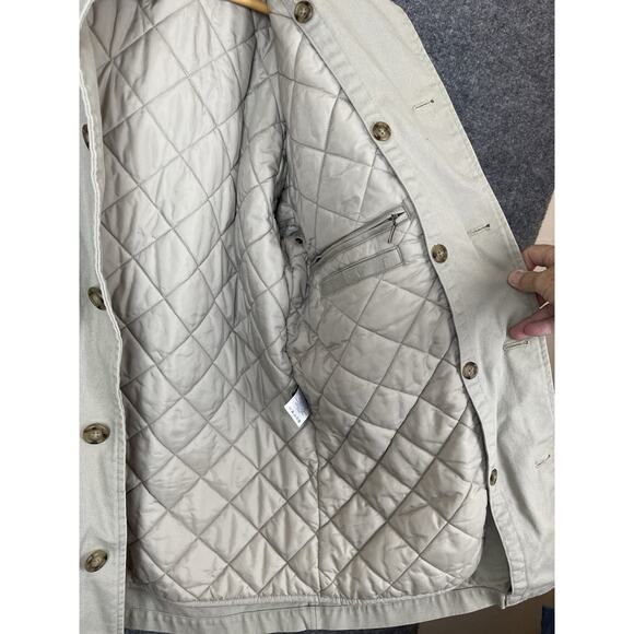 Lands' End Barn Coat Men's M 38-40 Tan Chore Field Jacket Corduroy Collar Quilte - Picture 5 of 16